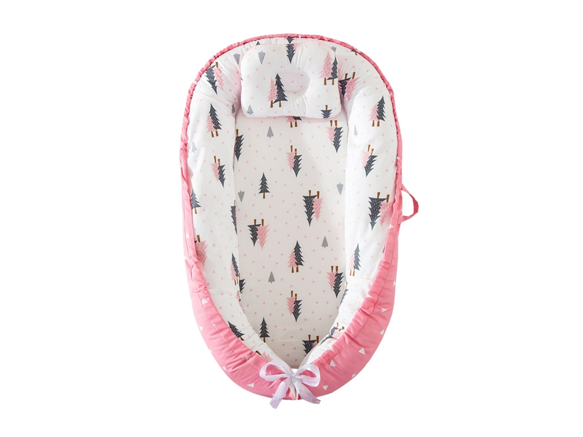 Cuna portátil con almohada para bebés de 0 a 24 meses, 85 x 50 cm, rosa. PANOONA