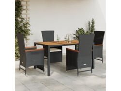 Juego de comedor de jardín de 5 piezas con cojines de mimbre negros de DKD Home Decor