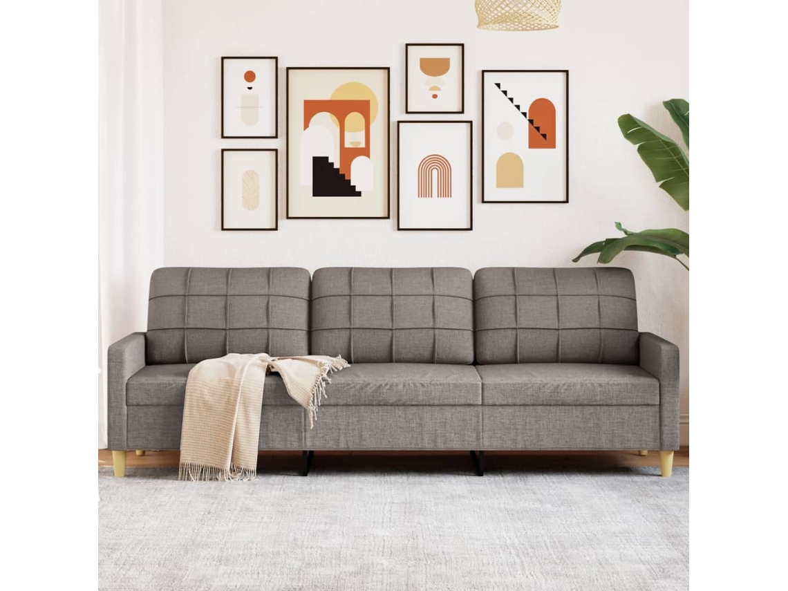 Sofá De 3 Plazas De Tela Gris Taupe 210 Cm