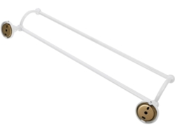Toallero doble, 55 cm, en latón lacado blanco, estante de almacenamiento práctico y elegante. SFUSHOS