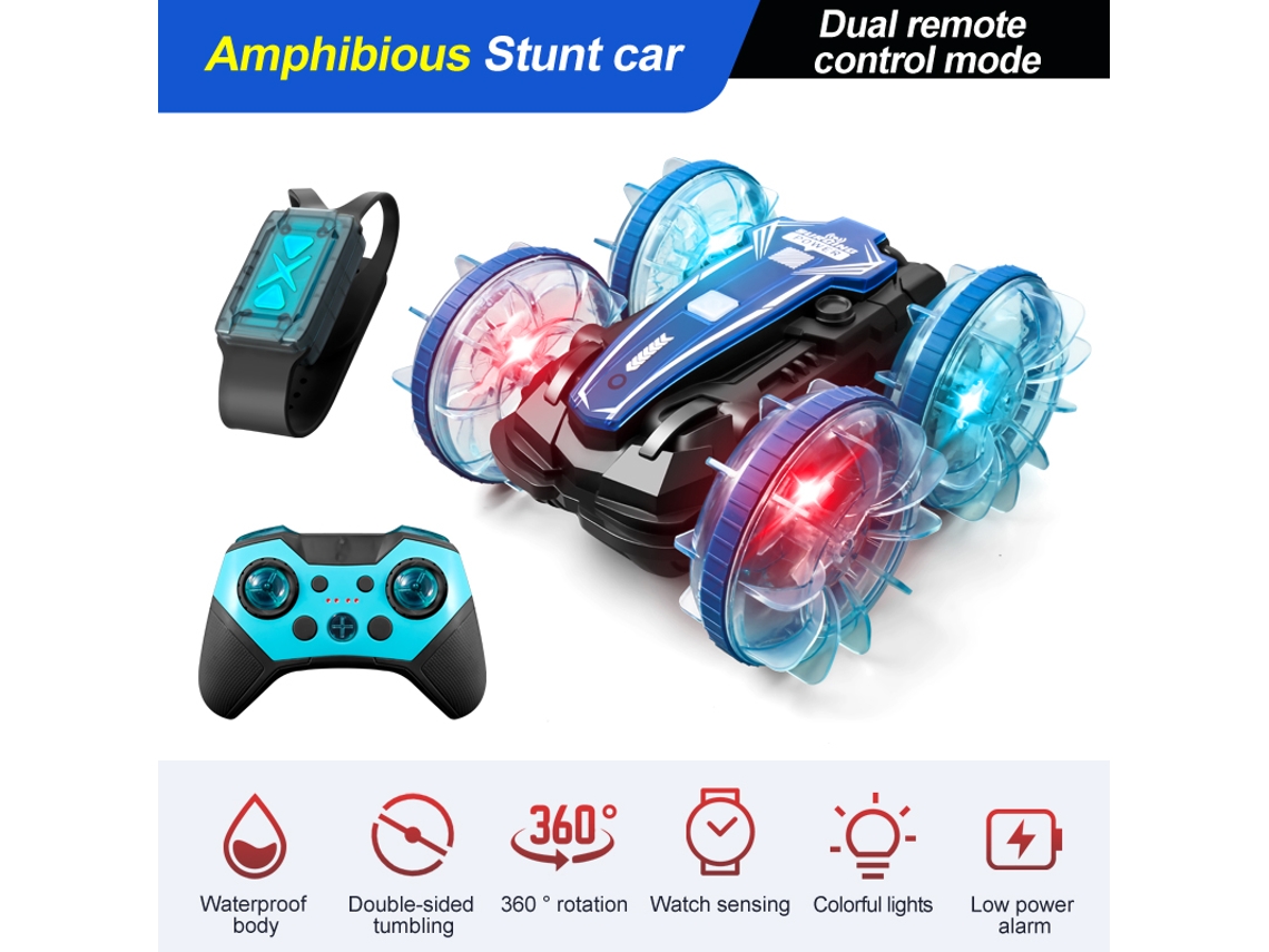 Coche RC anfibio impermeable, coche acrobático, rotación de 360°, derrape y conducción bidireccional, ideal para jugar en piscinas y al aire libre. Aeuzwr