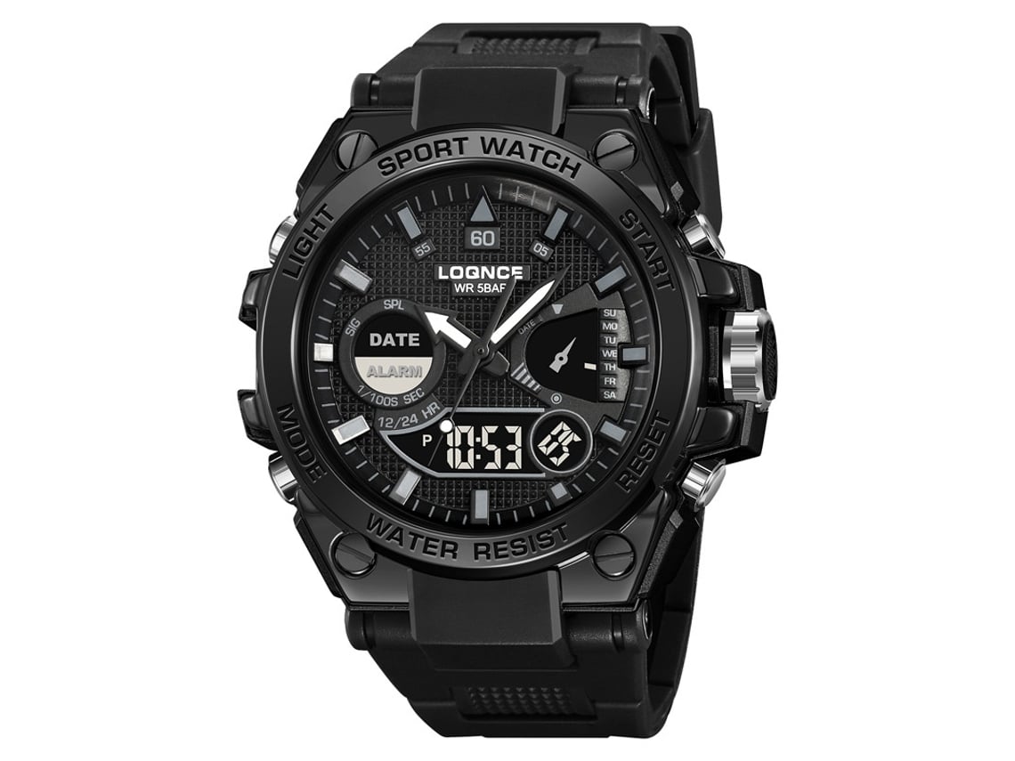(negro) Elegante Reloj Deportivo, Cronógrafo Deportivo Multifuncional Luminoso E Impermeable