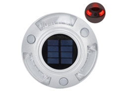 2026-luzas Solares Para Patios Y Entradas 12 Led Ip68 Impermeables Luces De Advertencia Exteriores Para Jardín Camino Patio Glow Rojo Plata