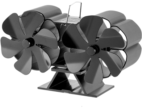 Ventilador para chimenea - Doble cabezal con 12 aspas - Negro TUSERXLN