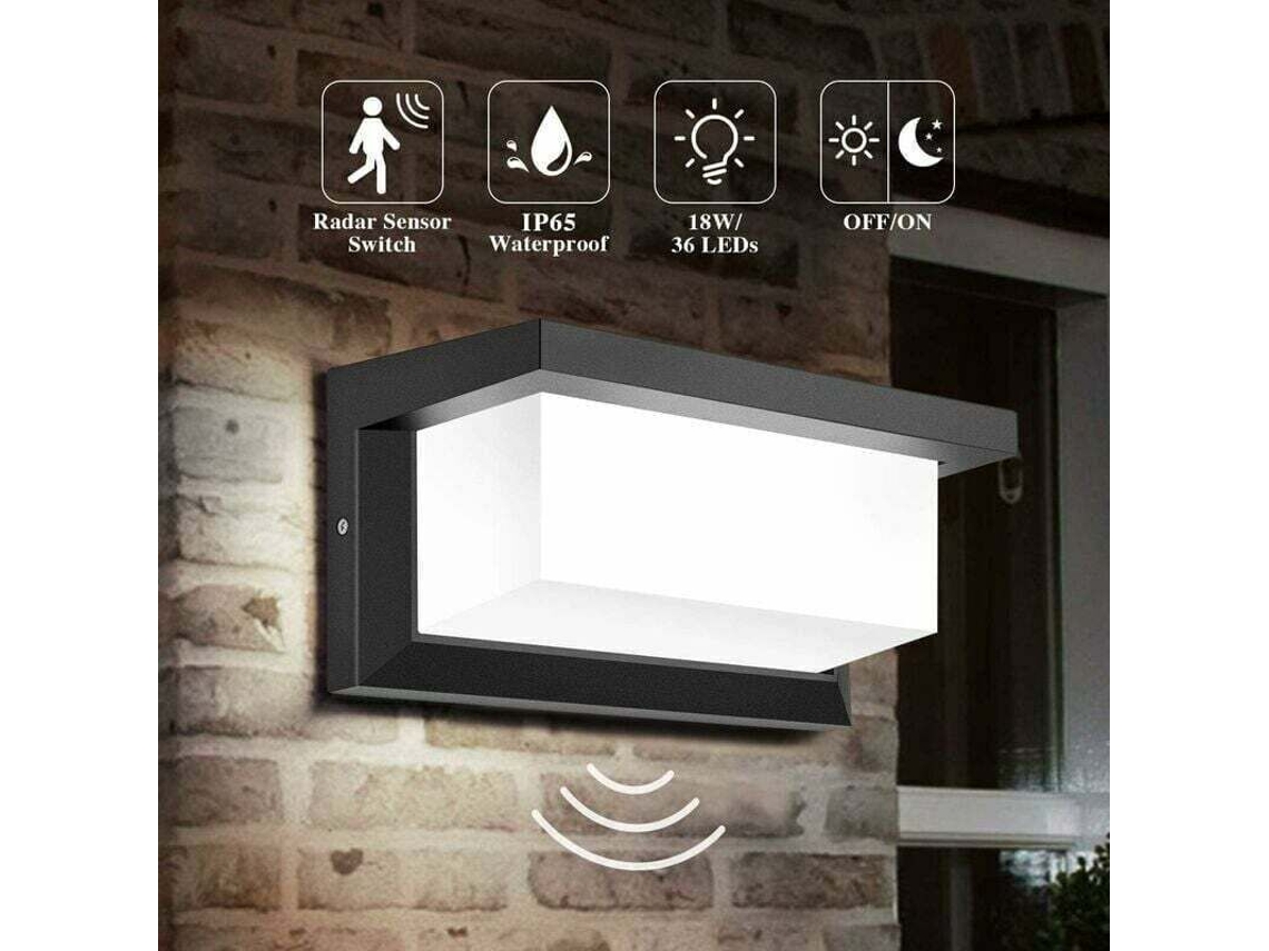 Aplique De Pared Led Para Exteriores Con Sensor De Movimiento, 18w, En