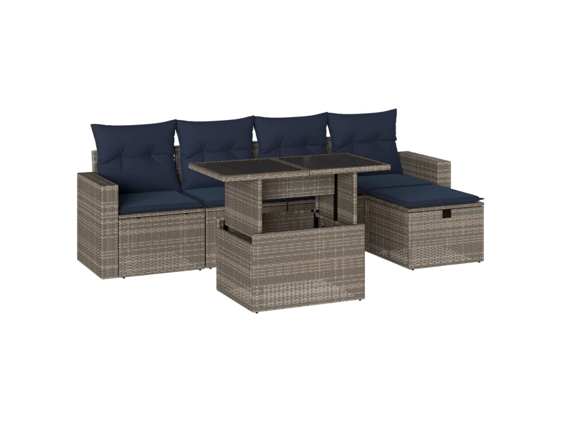 Maison Exclusive - Conjunto De Sofá De Jardín De 6 Piezas Con Cojines, Poliratán Gris