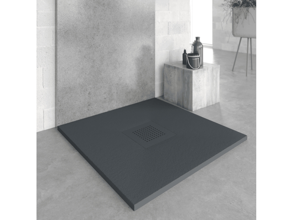 Plato De Ducha Resina Slate Antracita 70x90 Cm Rejilla Color