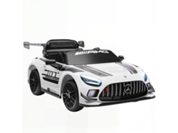 Coche Eléctrico Infantil Mercedes Amg Gt3 Evo De 12 V Con Doble Motor, Color Blanco.