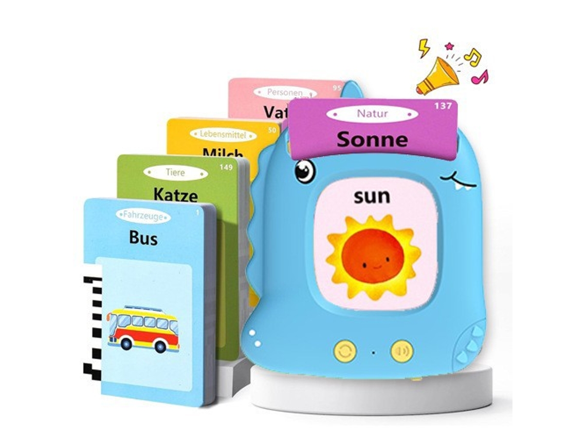 Juego de cartas con audio para aprender inglés infantil, 112 tarjetas Digitallab (azul)