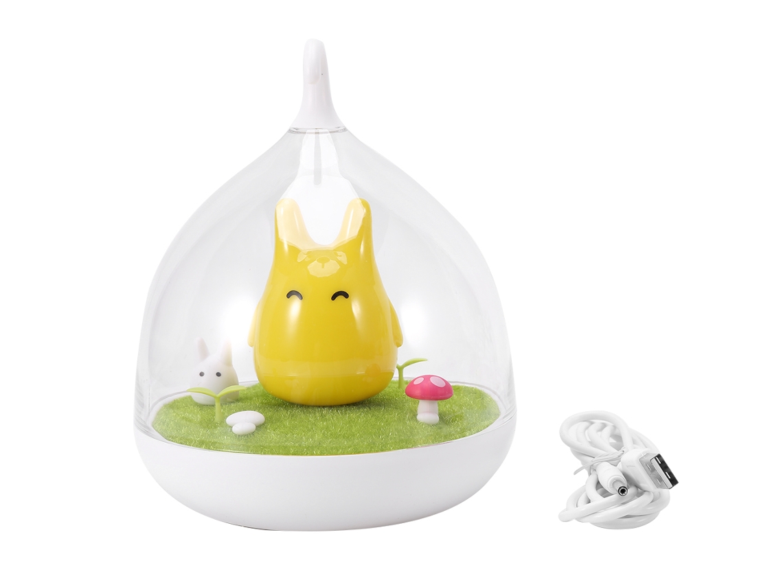 Hermosa luz nocturna LED con forma de jaula de pájaros, recargable por USB, decoración de escritorio y regalo, amarilla