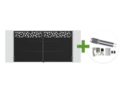 Puerta Batiente Nali Ruivo De Acero Negro Mate De 3 M, 160 Cm De Alto + Motor Ranger B150