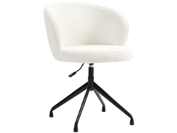 Silla De Oficina Ergonómica Con Asiento Giratorio, Altura Regulable, Capacidad De 120 Kg, Tapicería De Tela Blanca Con Bucles.