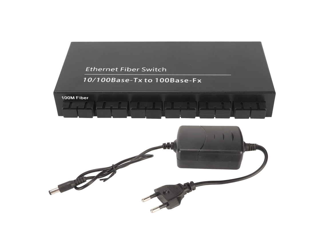 Switch Óptico Ethernet 8 Portas 10/100mbps Tx1310nm Plug And Play Fast Switch Fibra Rede Eu