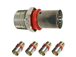 5 X Entroque Macho 3/4 Para Tubo Multicapa 32 Mm, Uso Con Maquina Prensadora, Gris