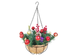 Cesta navideña decorativa circular artificial de 30 cm para colgar