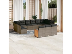 Conjunto de sofá de jardín de 13 piezas con cojines de mimbre gris DKD Home Decor
