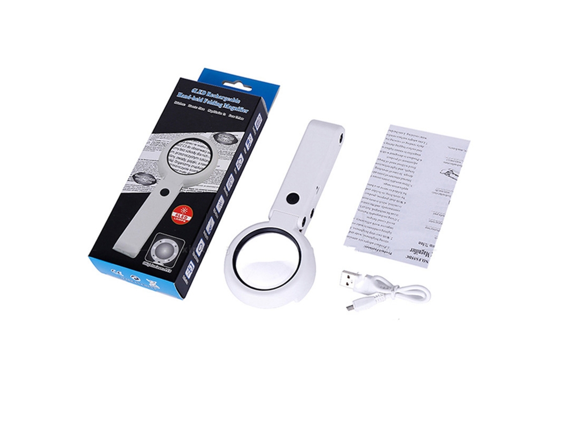 Lupa De Mano Con 7x Aumento Y Soporte De Escritorio, Lupa Con 6 Luces Led Para Adultos Mayores