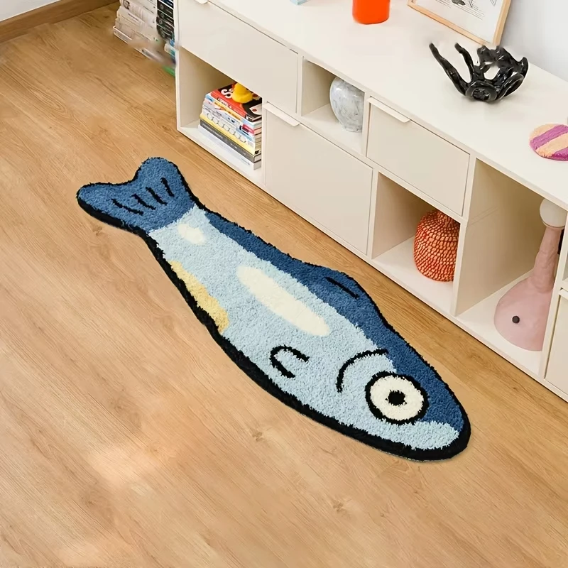 (40x120cm) Alfombra Decorativa Para El Hogar Con Patrón De Pescado Salado, Se Puede Utilizar Como Tapete De Piso O Decoración Del Hogar.