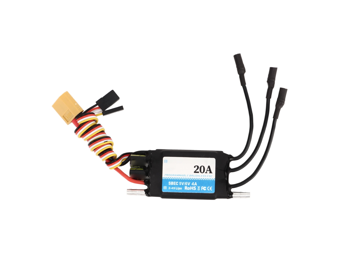 Controlador De Velocidad Esc 20a Impermeable Bidireccional 2-4s Lipo Con Sbec 5v 6v 4a Para Modelos De Barco Rc