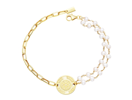Pulsera oro/perla blanca AILORIA Shirushi (Blanco - 23 x 0.2 x 2 cm)