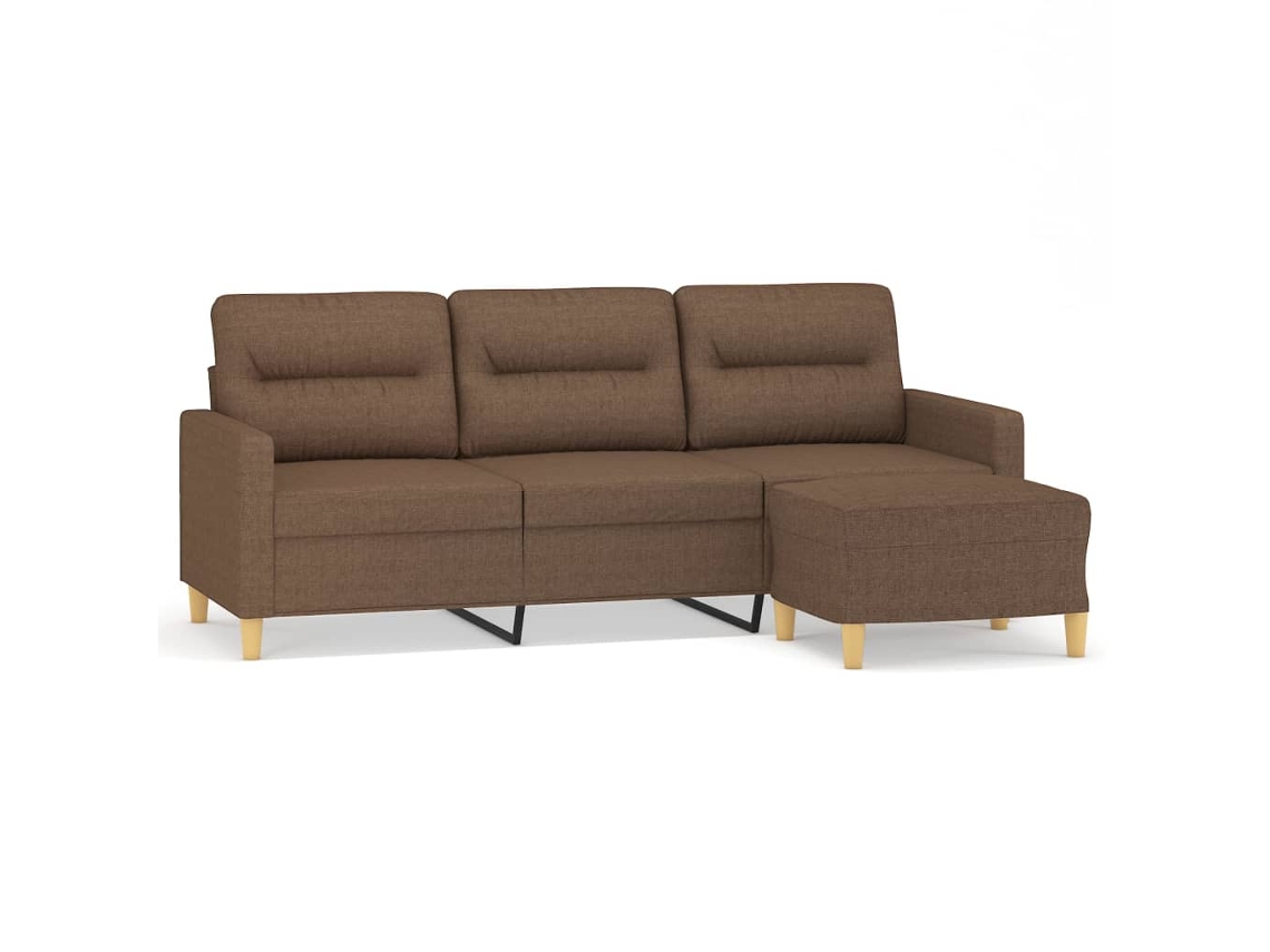 Maison Exclusive - Sofá De 3 Plazas Con Taburete De Tela Marrón 180 Cm