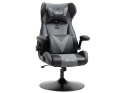 VPMKP - Silla gamer ergonómica Vinsetto con base redonda, altura ajustable, reposabrazos abatibles, reposacabezas, cojines lumbares, PU gris/negro