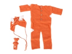 Rebe-conjunto De Roupa De Ponto Suave Para Fotografia De Recém-nascido Com Macacão, Gorro E Brinquedo Laranja