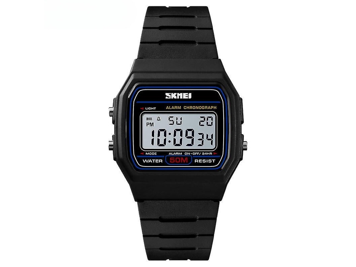Relojes deportivos al aire libre Hombres Mujeres Reloj de pulsera electrónico LED impermeable para estudiantes - Máquina blanca y negra