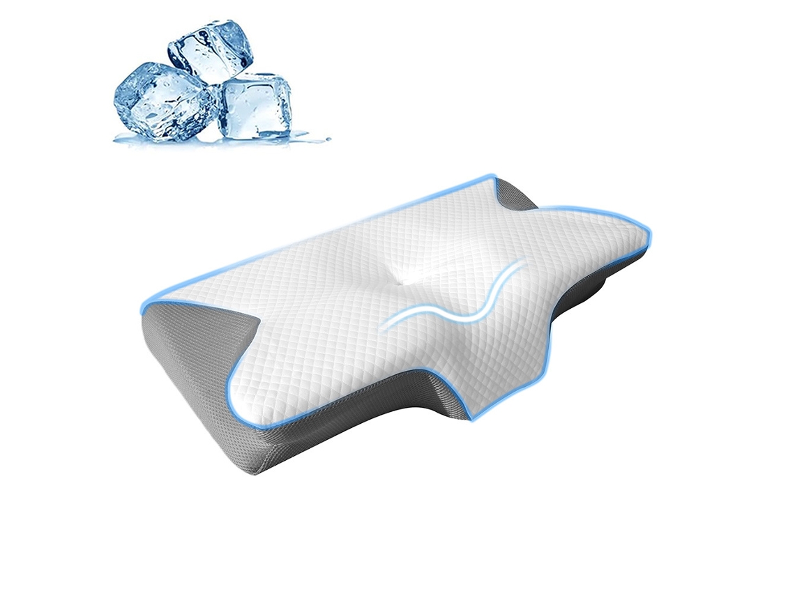 Travesseiro Cervical Ergonômico Chrui Para Quem Dorme De Costas, De Barriga Para Baixo E De Lado (cinza Escuro)