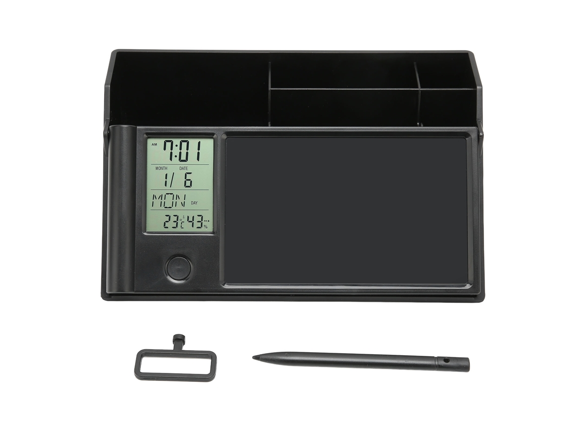 Caja de almacenamiento multifuncional con calendario electrónico, tableta de escritura LCD, termómetro e higrómetro para el hogar y la oficina Kofihety