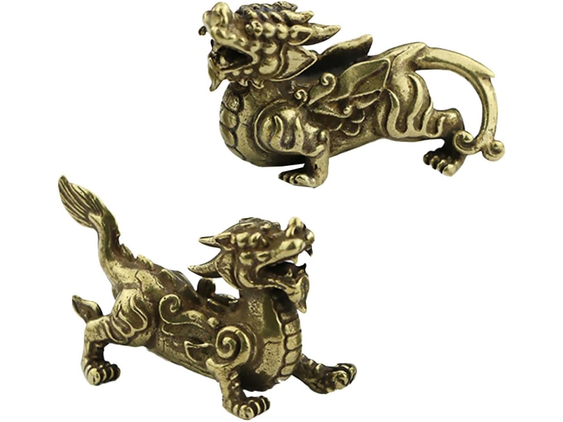 Juego de 1 figura decorativa de cobre, amuletos para oficina, dormitorio, diseño delicado, auspicioso, atrae GOKOCO