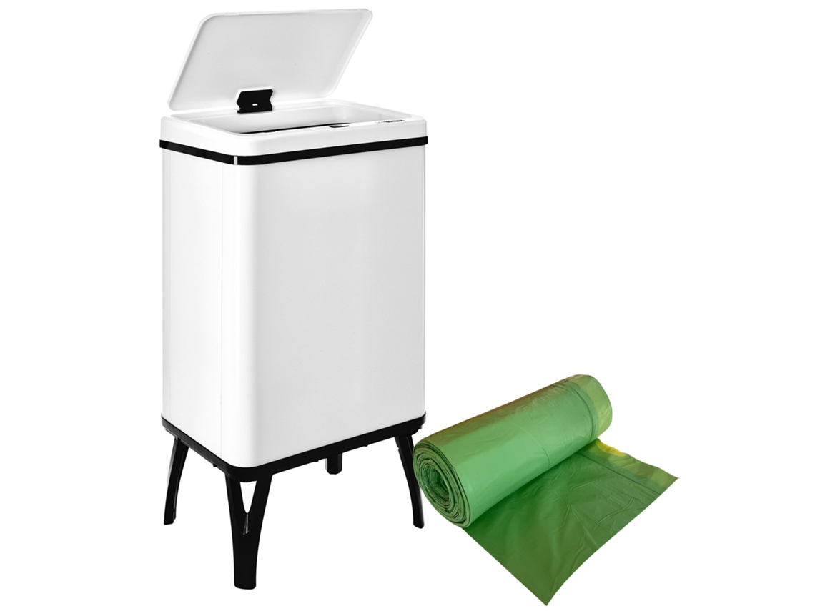 Cubo de basura inteligente Well Home de 40L blanco con rollo de 30 bolsas de basura WELLHOME