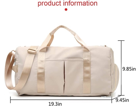 Bolsa Deportiva Para Gimnasio Con Bolsa Para Zapatos, Bolsa Húmeda, Bolsa De Lona, Bolsa De Viaje Impermeable Para Mujeres Y Hombres, Beige ZMDECQNA