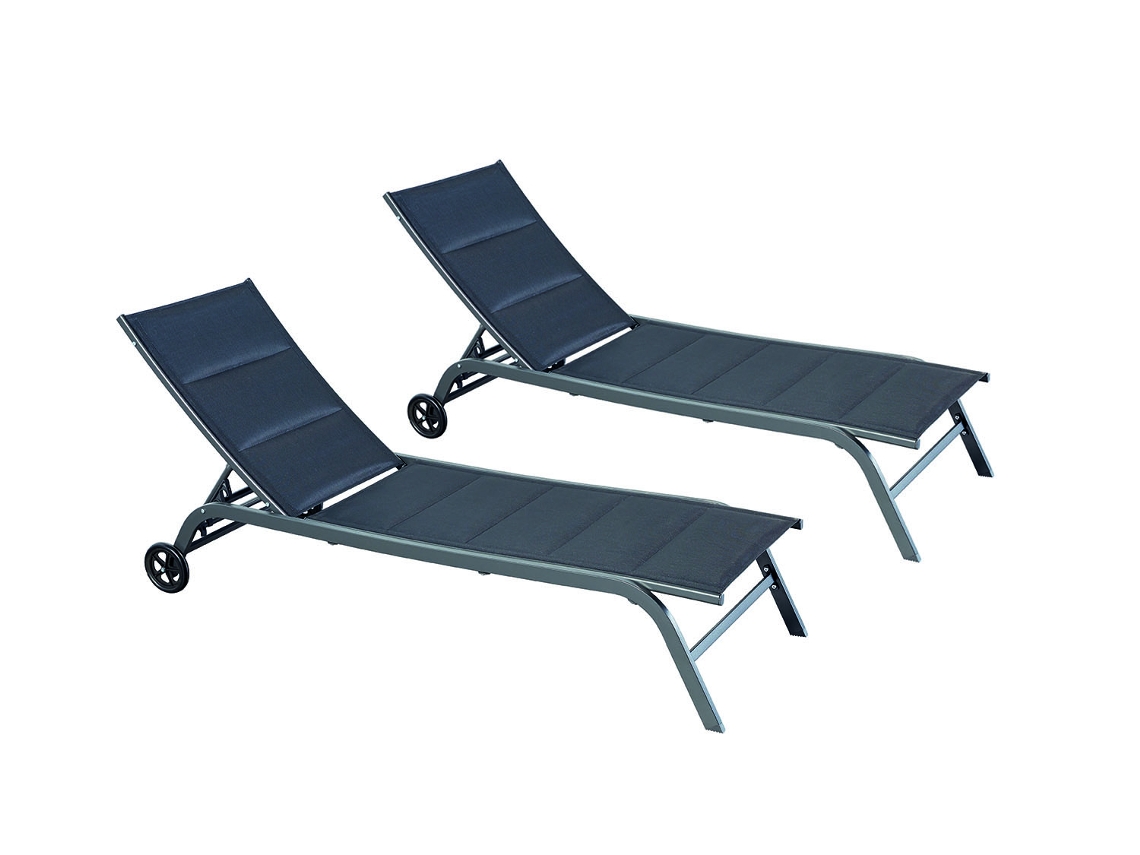 Conjunto de 2 tumbonas de aluminio negro LISBOA 192x95 cm CONCEPT U