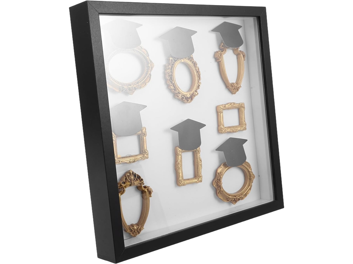 Marco De Fotos Silhouette Box Frame En Material Negro Para Graduación, Kit Creativo Con 8 Mini Marcos Y 6