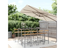 Pcs Conjunto De Bar P/ Jardim Vime Pe/acácia Macíça Cinzento Dkd Home Decor