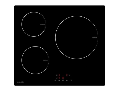 Placa de Inducción Oceanti Oceati3Z7 3 Zonas Negra (5500 W - L 60 X D 52 cm)