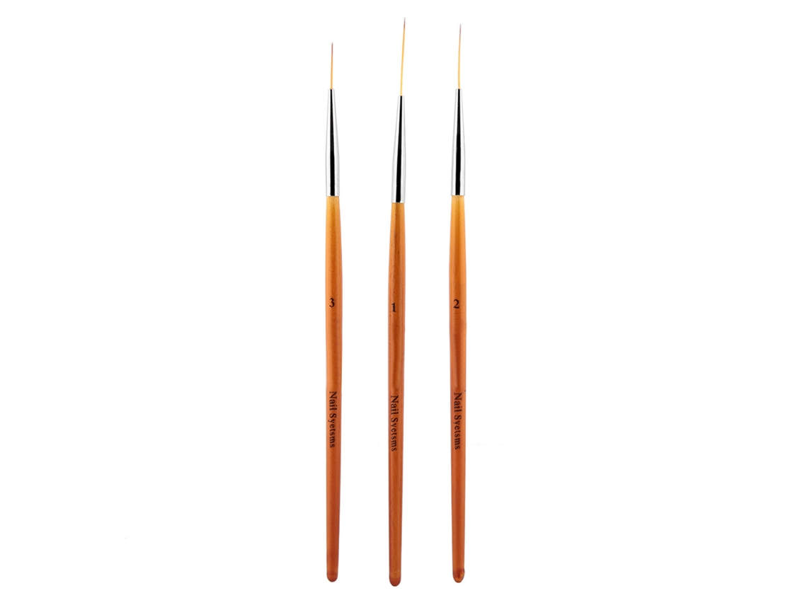 Juego de 3 herramientas para decoración de uñas: pinceles para delineador, pinceles para delineador de ojos y herramientas para puntos.
