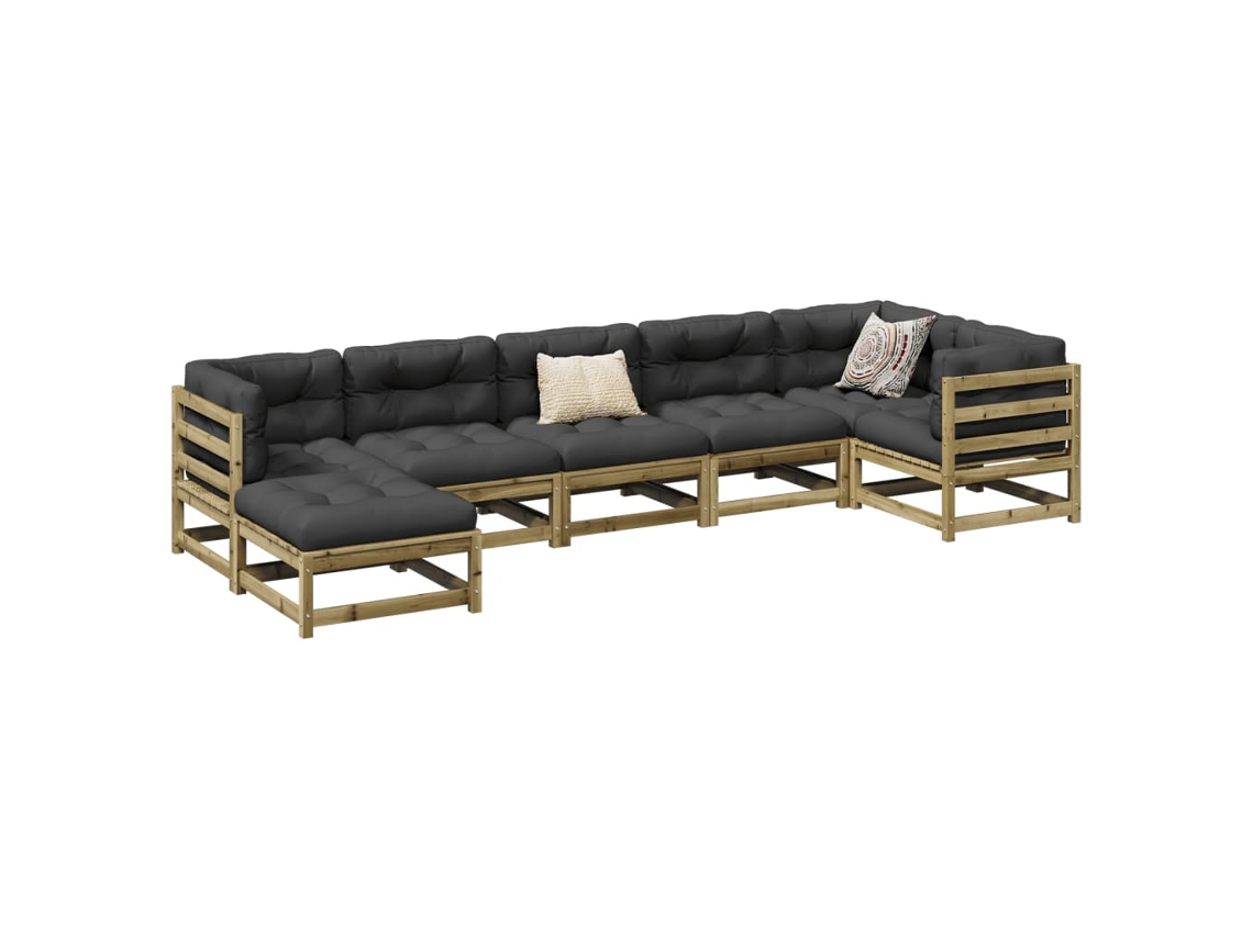 Conjunto de sofás de jardín de 7 piezas en madera de pino impregnada DKD Home Decor