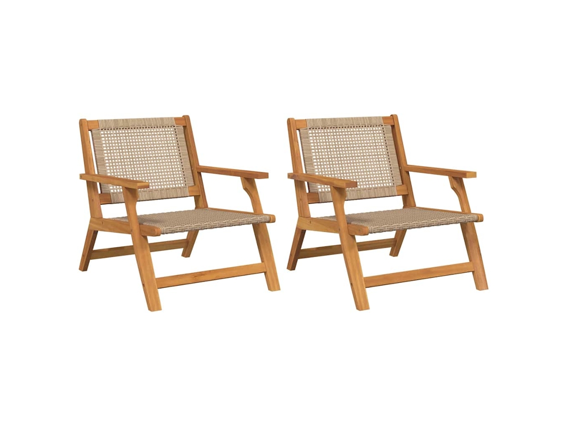Juego de 2 muebles de jardín Vidaxl en madera maciza de acacia beige