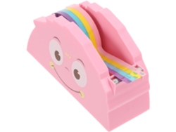 Adorable dispensador de cinta adhesiva con forma de monstruo, perfecto para un escritorio y práctico para guardar material escolar.