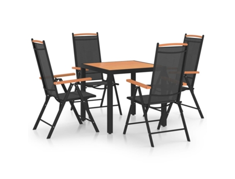 Conjunto 5 de comedor de jardín VIDAXL aluminio negro