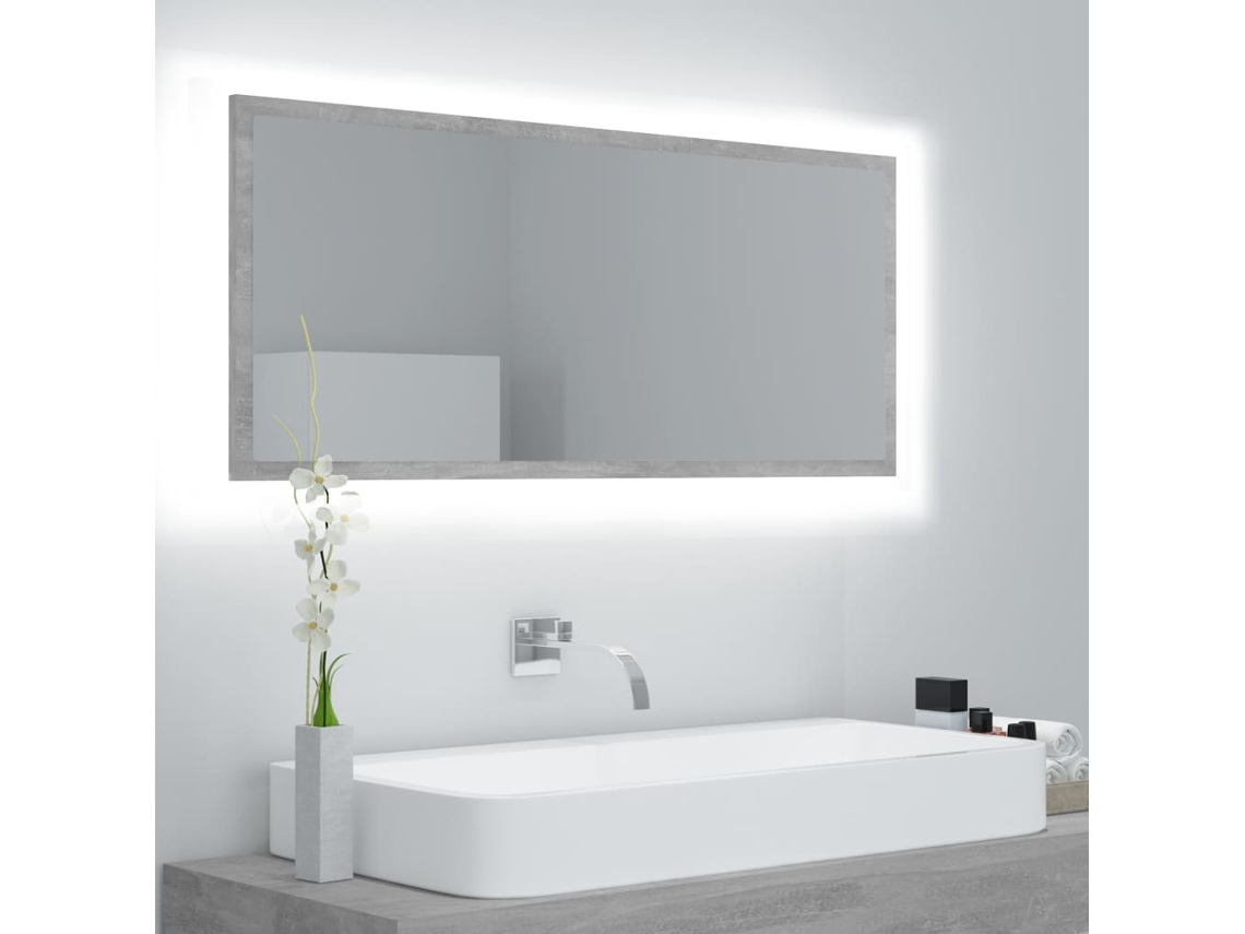 Espejo De Baño Led Acrílico Gris Hormigón 100x8,5x37 Cm