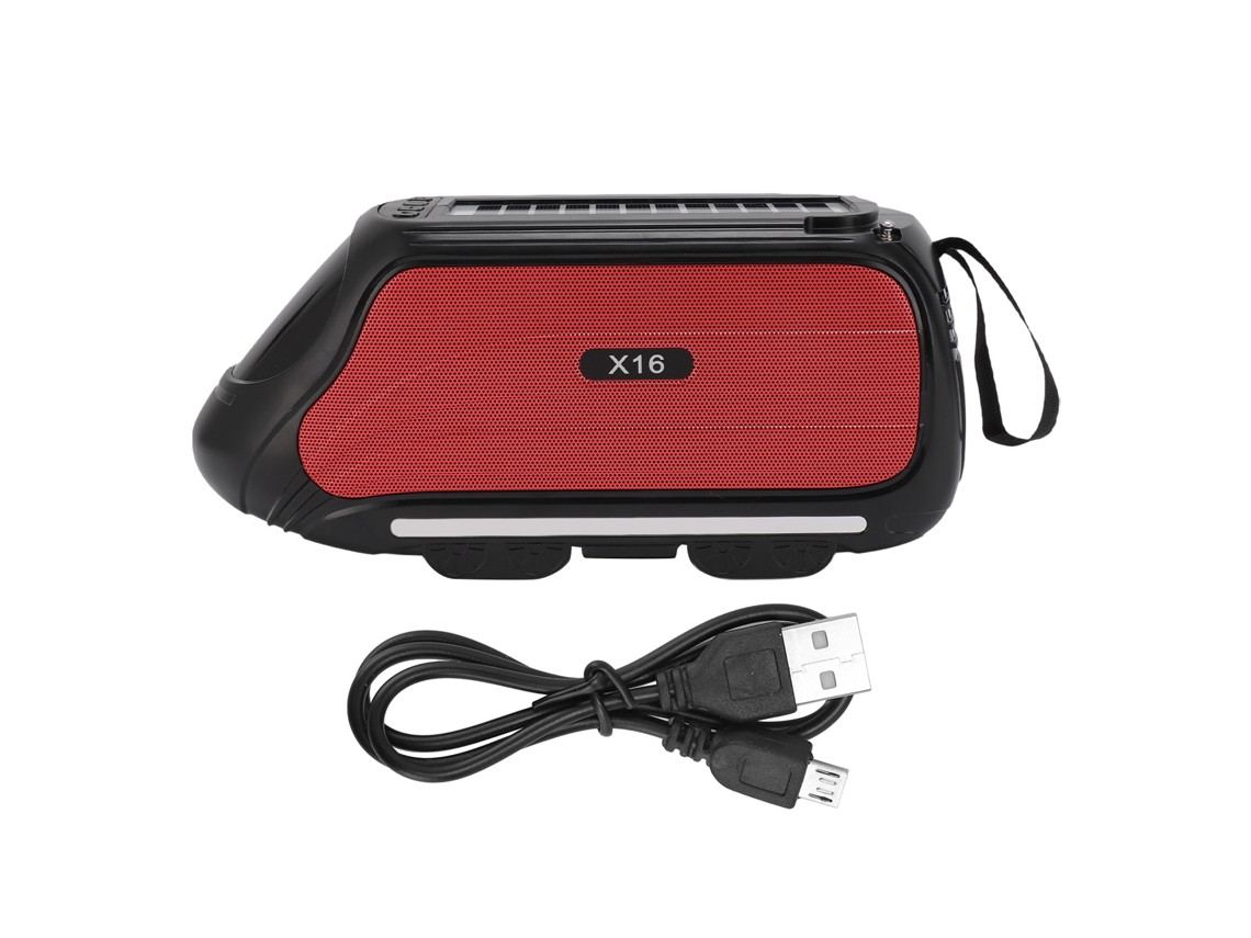 Caixa de Som Bluetooth solar com luz RGB, reprodução via cartão TF/USB/aux e rádio FM EOOCOO