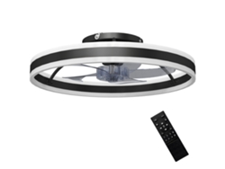 Ventilador de techo con LED, 6 velocidades, motor reversible, mando a distancia, 45 W, Ø50 x 13,5 cm, negro.
