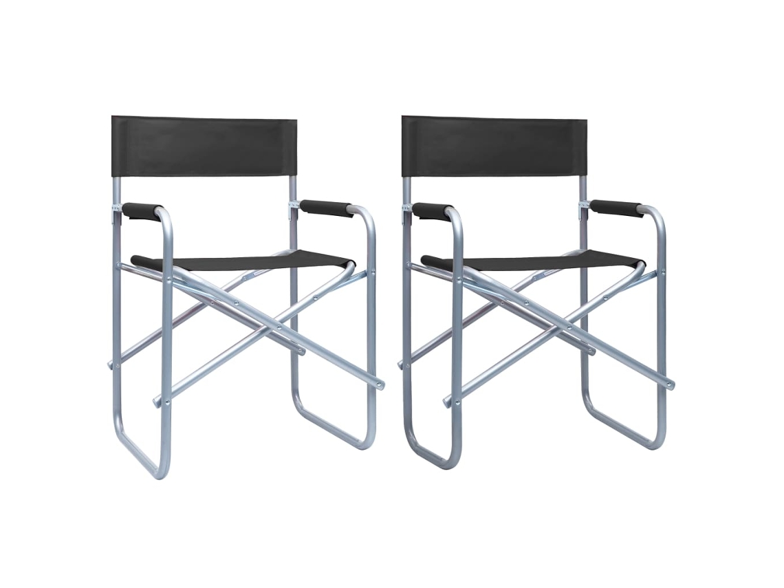 Sillas de director (2 unidades), acero negro, DKD Home Decor