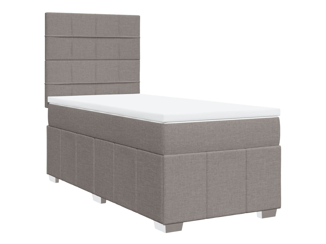 Cama Box Spring VIDAXL Gris Topo Tela (90x200 cm)