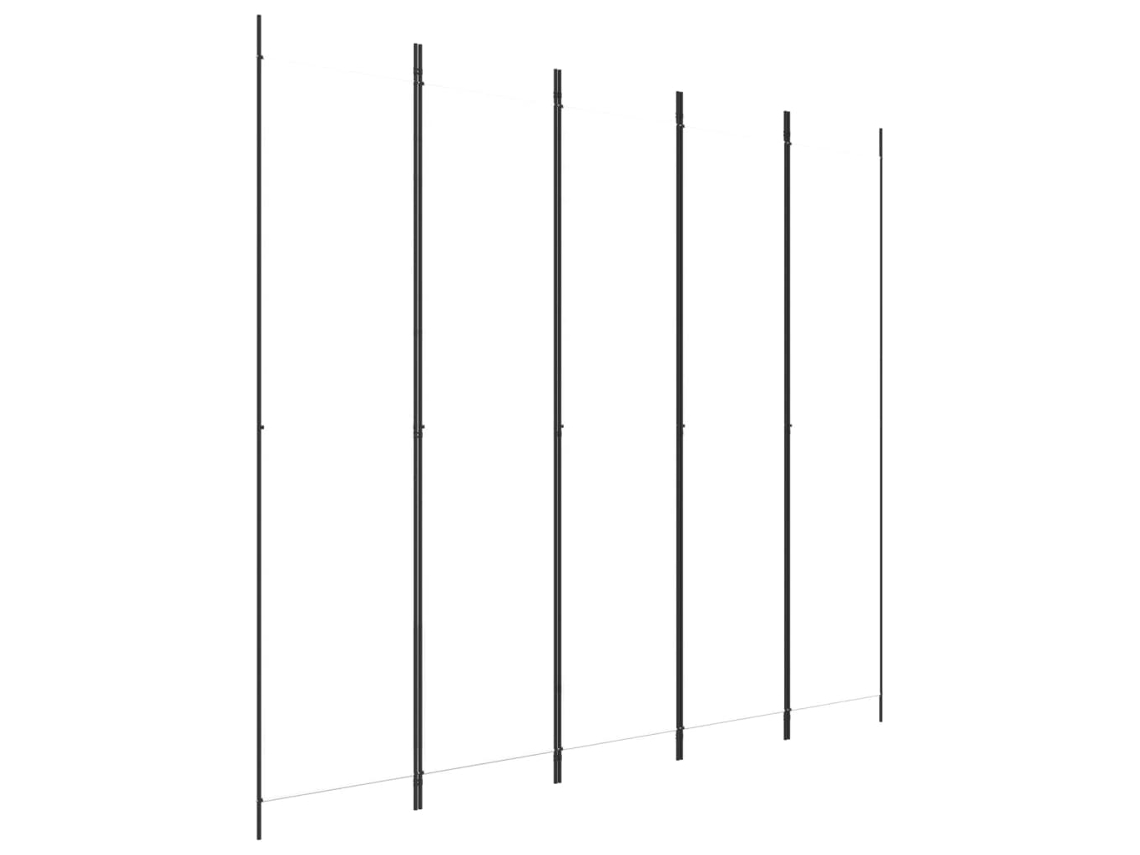 Biombo divisor de ambientes, 5 paneles, 250 x 220 cm, tela blanca y planchado, Dec030948