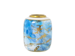 Jarrón ALEXANDRA HOUSE LIVING Azul Blanco Dorado Cerámica 18 x 18 x 23 cm