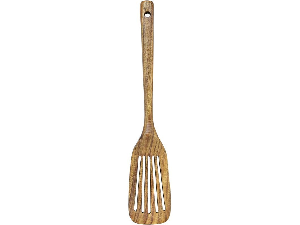 Espátula De Madera Tallada Para Cocina, Mango Largo De Teak Natural, Utensilio De Cocina Antiadherente